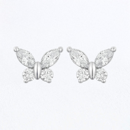 Puces d'Oreilles Butterfly - Argent 925 Rhodié et Zirconium