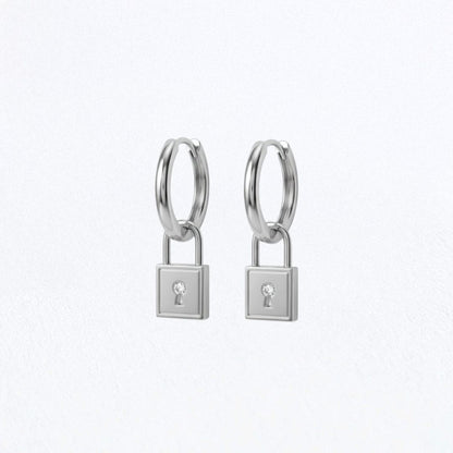Boucles d'oreilles cadenas créoles argent 925 zirconium 1,2 cm The Secret Bellaime