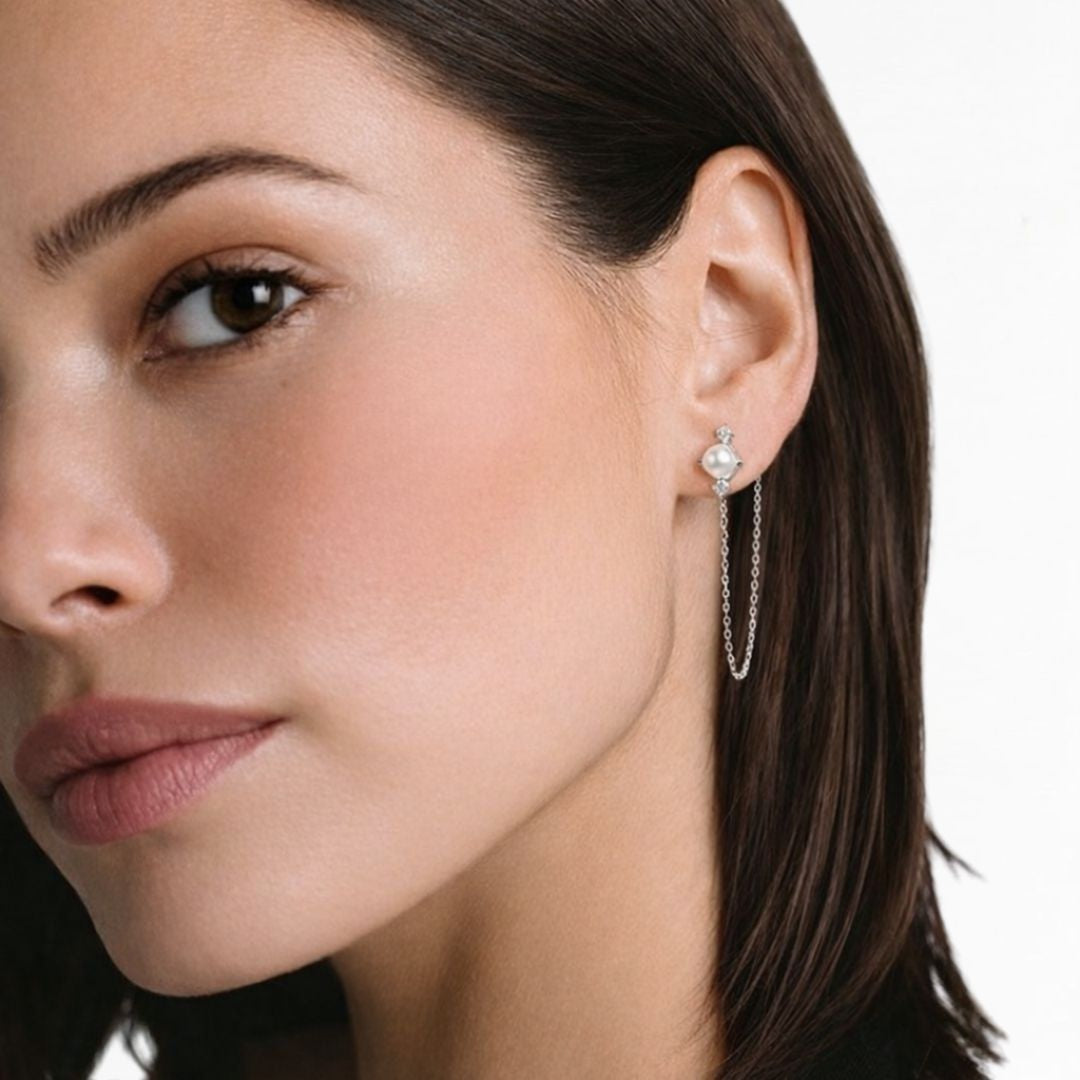 Boucle d'oreille chaîne argent 925 Greta Bellaime 2