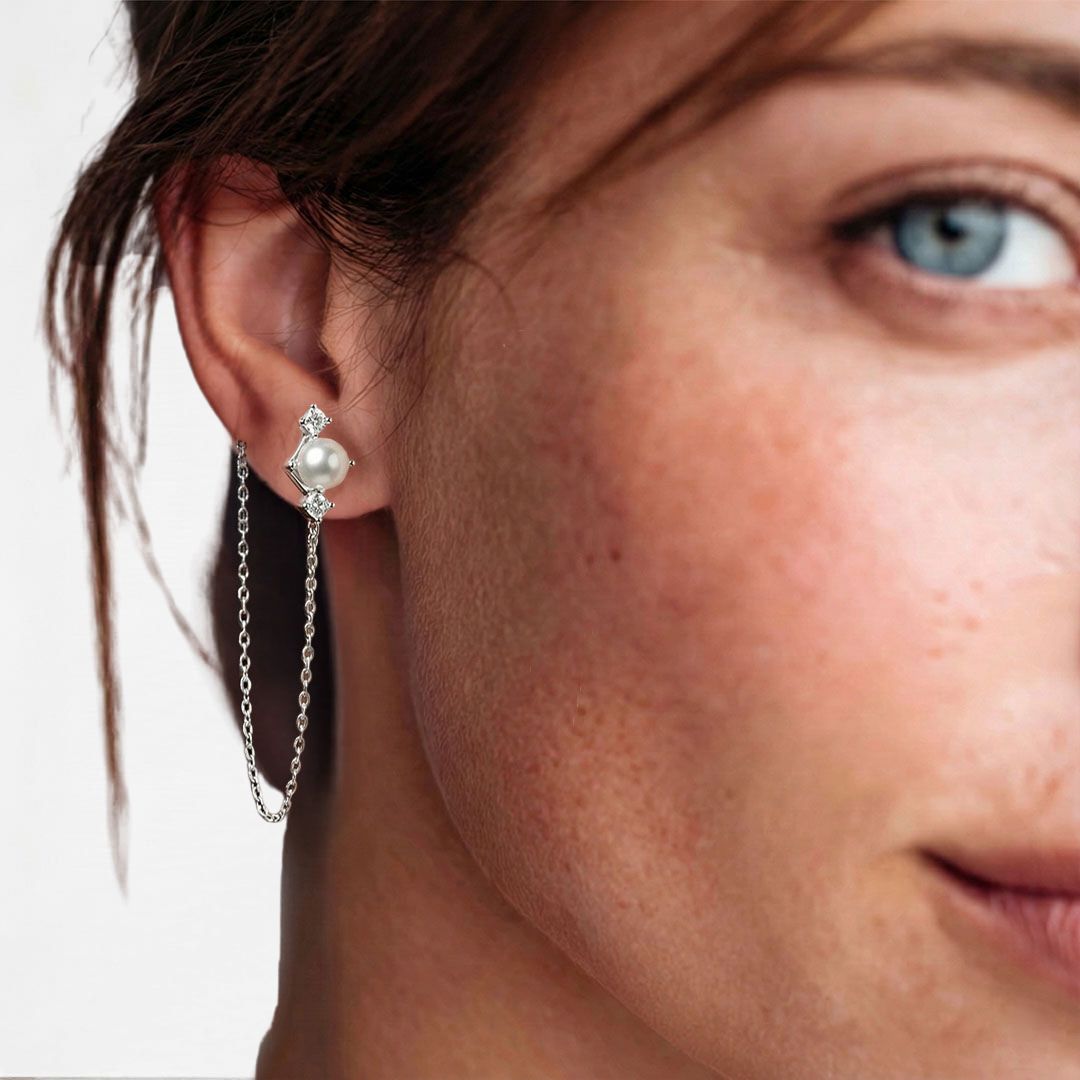 Boucle d'oreille chaîne argent 925 Greta 2