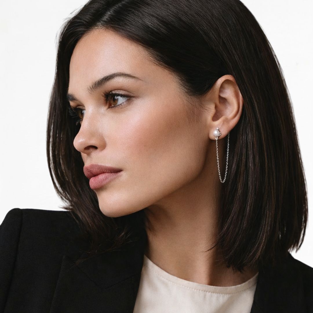 Boucle d'oreille chaîne argent 925 Greta Bellaime 4