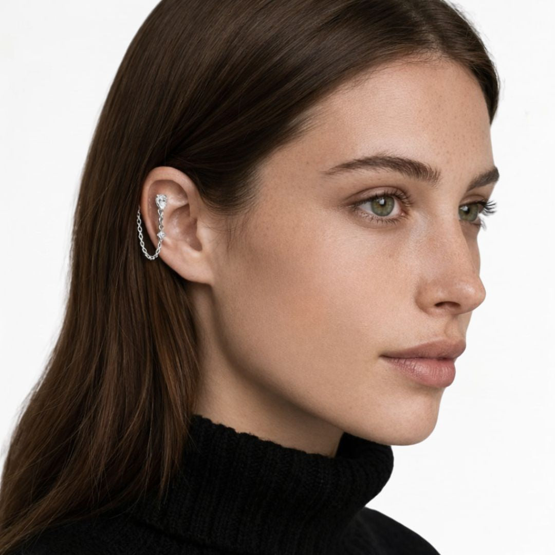 Boucle d'oreille chaîne argent Victoria Bellaime 2