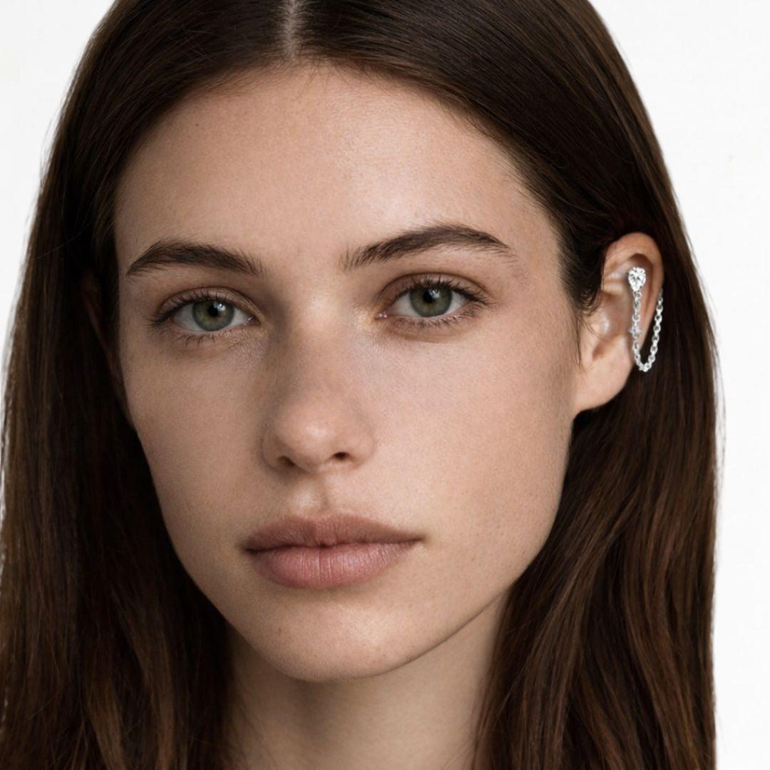 Boucle d'oreille chaîne argent Victoria Bellaime 3