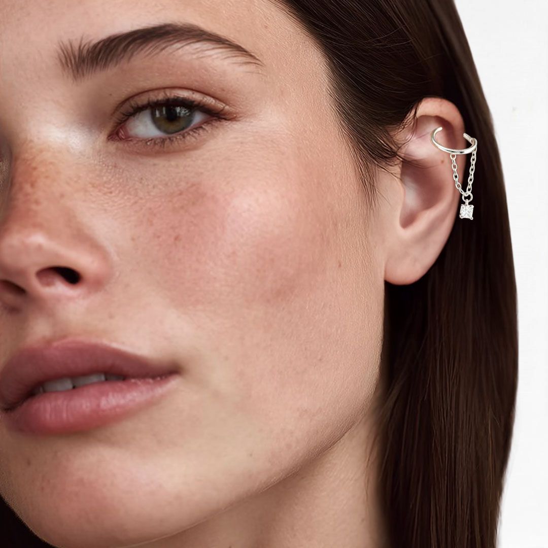 Boucle d'oreille chaine argent Elise 2