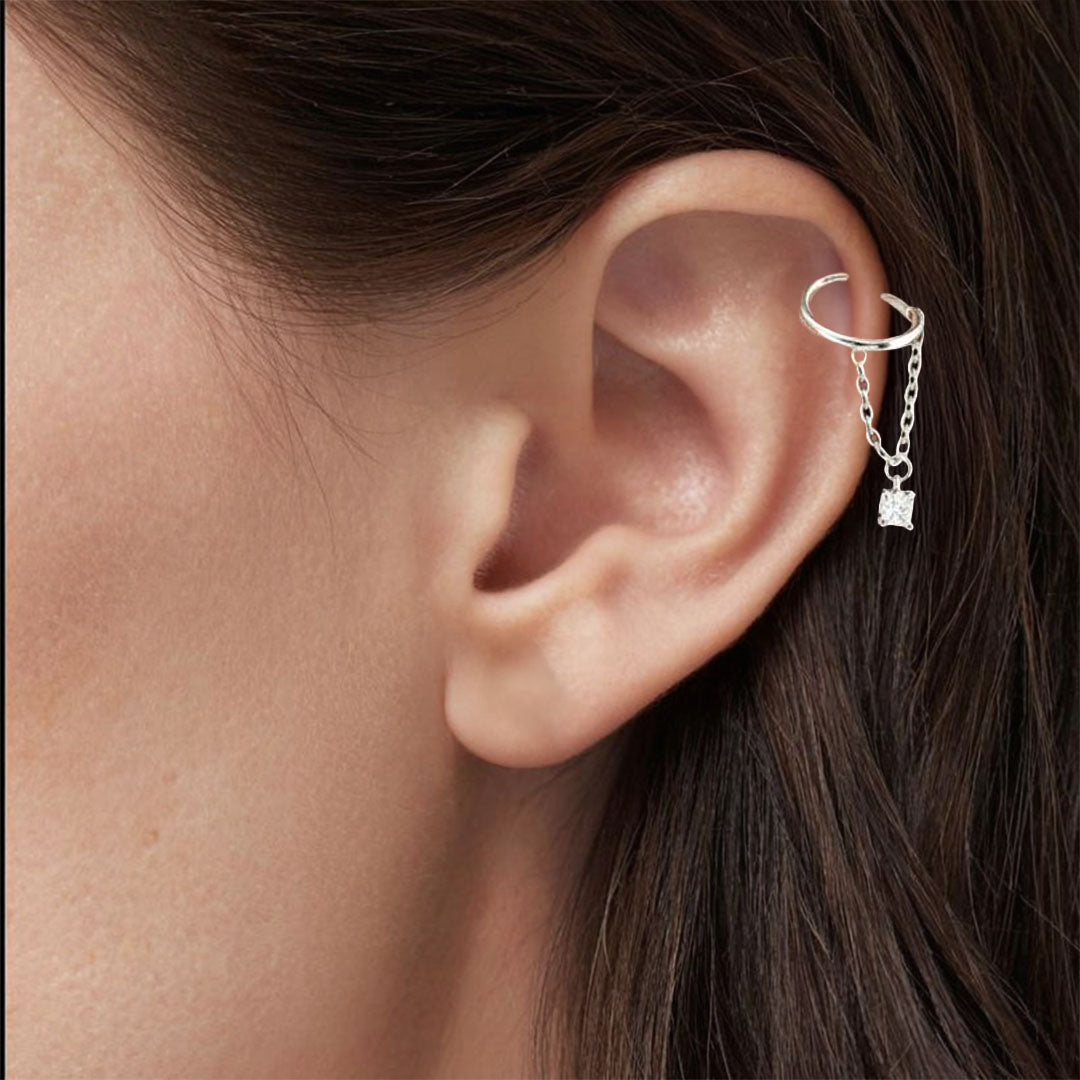 Boucle d'oreille chaine argent Elise 3