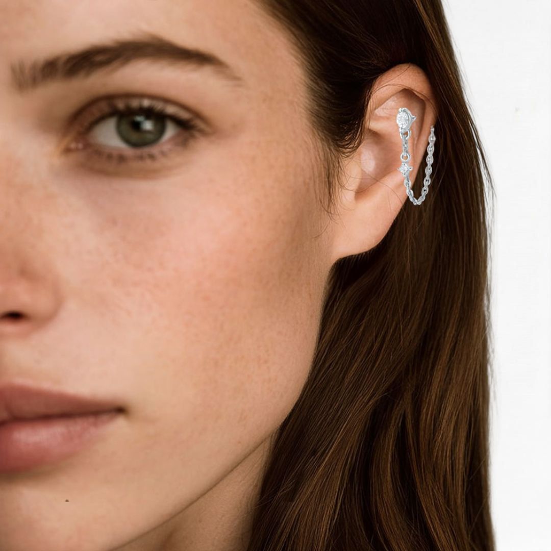 Boucle d'oreille chaîne argent Victoria 2