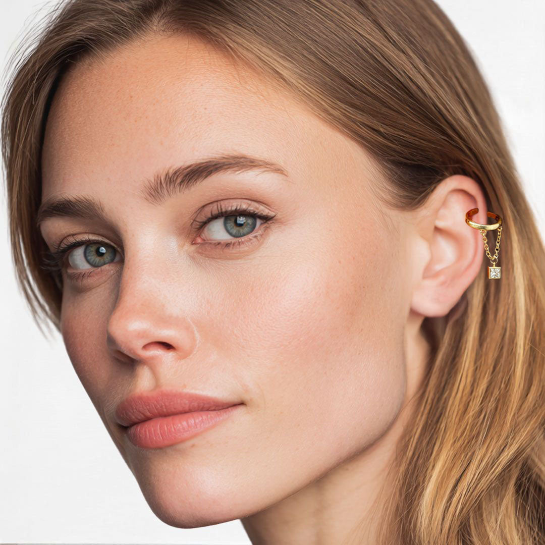 Boucle d'oreille chaine plaqué or Elise 2