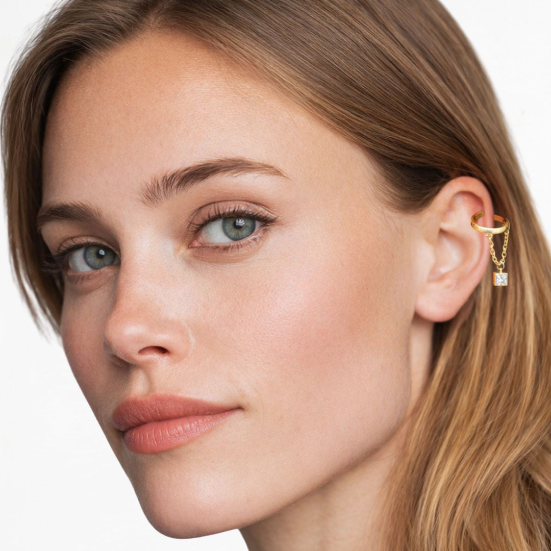 Boucle d'oreille chaine plaqué or Elise Bellaime 2