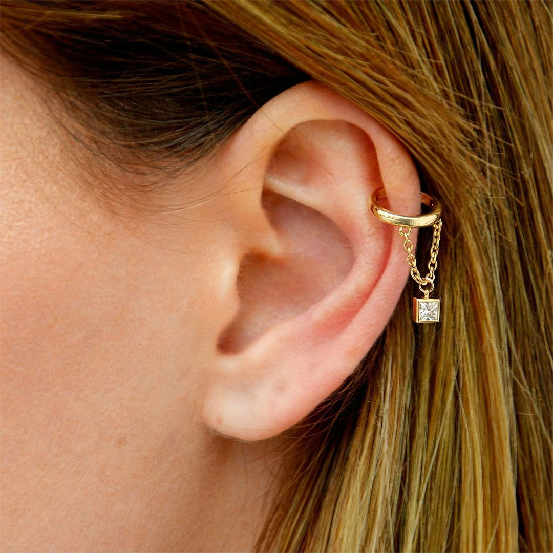 Boucle d'oreille chaine plaqué or Elise 3