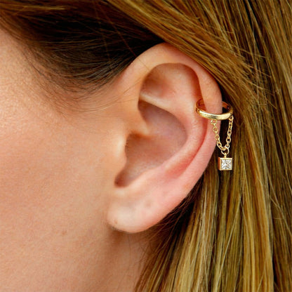 Boucle d'oreille chaine plaqué or Elise 3