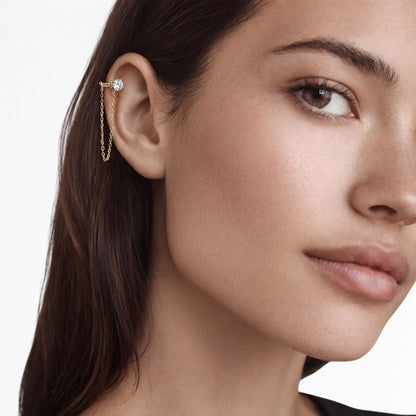 Boucle d'oreille chaine plaque or Solenne Bellaime 2