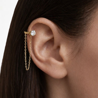 Boucle d'oreille chaine plaque or Solenne Bellaime 3