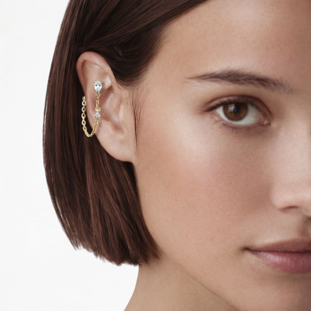 Boucle d'oreille chaîne plaqué or Victoria Bellaime 2