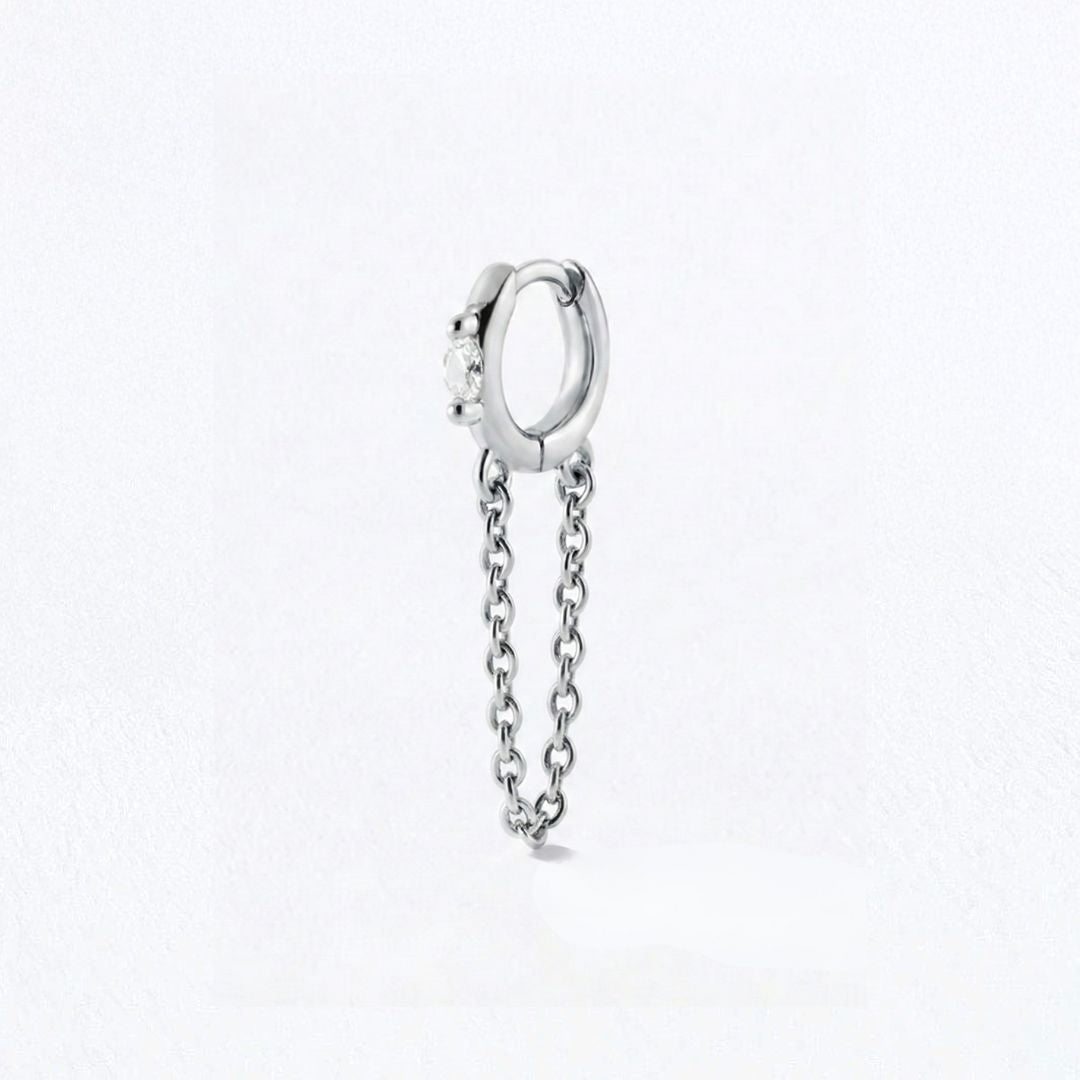 Boucle d'oreille chaine argent Solenne Bellaime