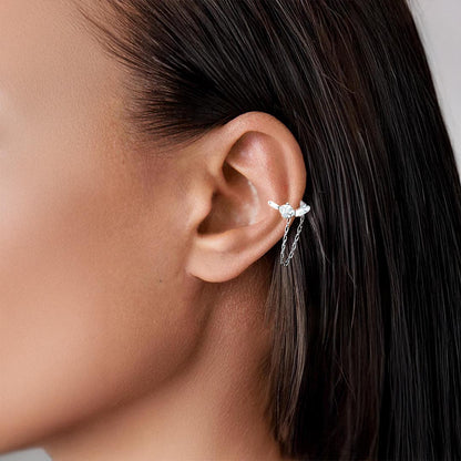 Boucle d'oreille chaine argent Solenne 2
