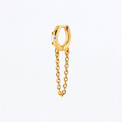 Boucle d'Oreille Chaine Solenne - Plaqué Or 18K et Zirconium
