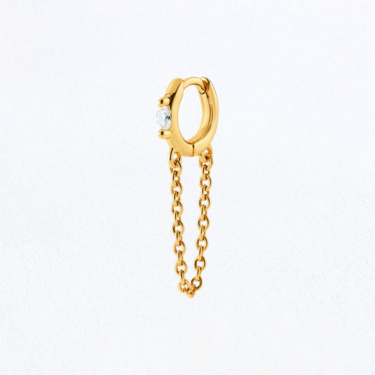 Boucle d'Oreille Chaine Solenne - Plaqué Or 18K et Zirconium