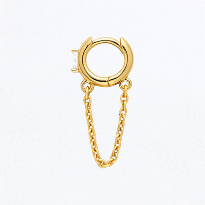Boucle d'Oreille Chaine Solenne - Plaqué Or 18K et Zirconium