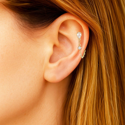 Boucle d'oreille chaîne plaqué or Victoria 2