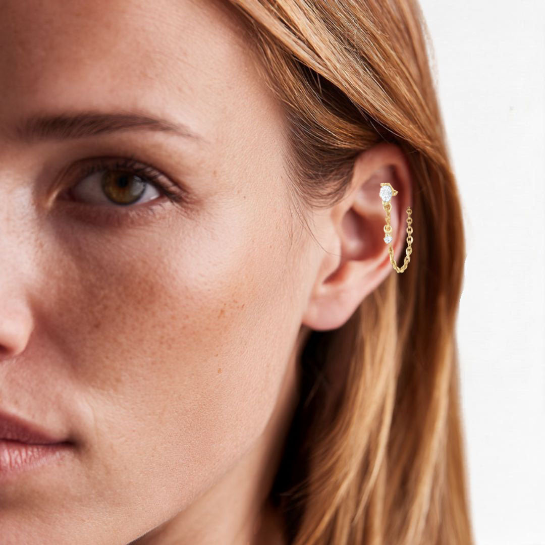 Boucle d'oreille chaîne plaqué or Victoria 2