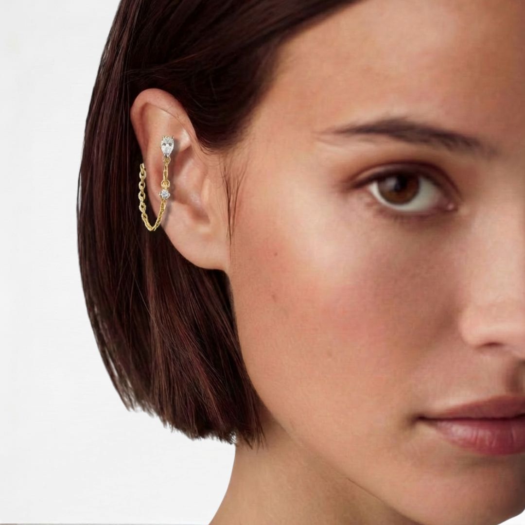 Boucle d'oreille chaîne plaqué or Victoria 2