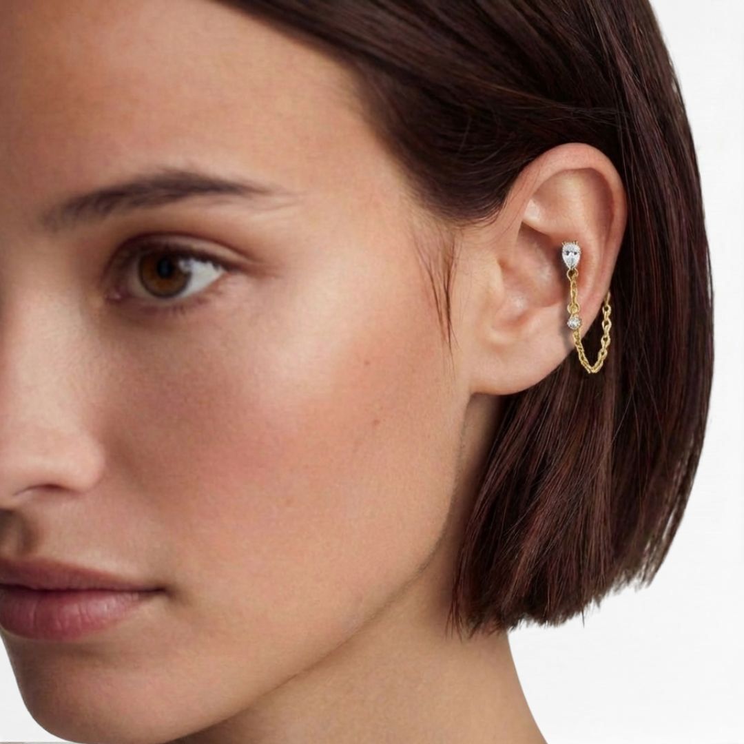 Boucle d'oreille chaîne plaqué or Victoria 3