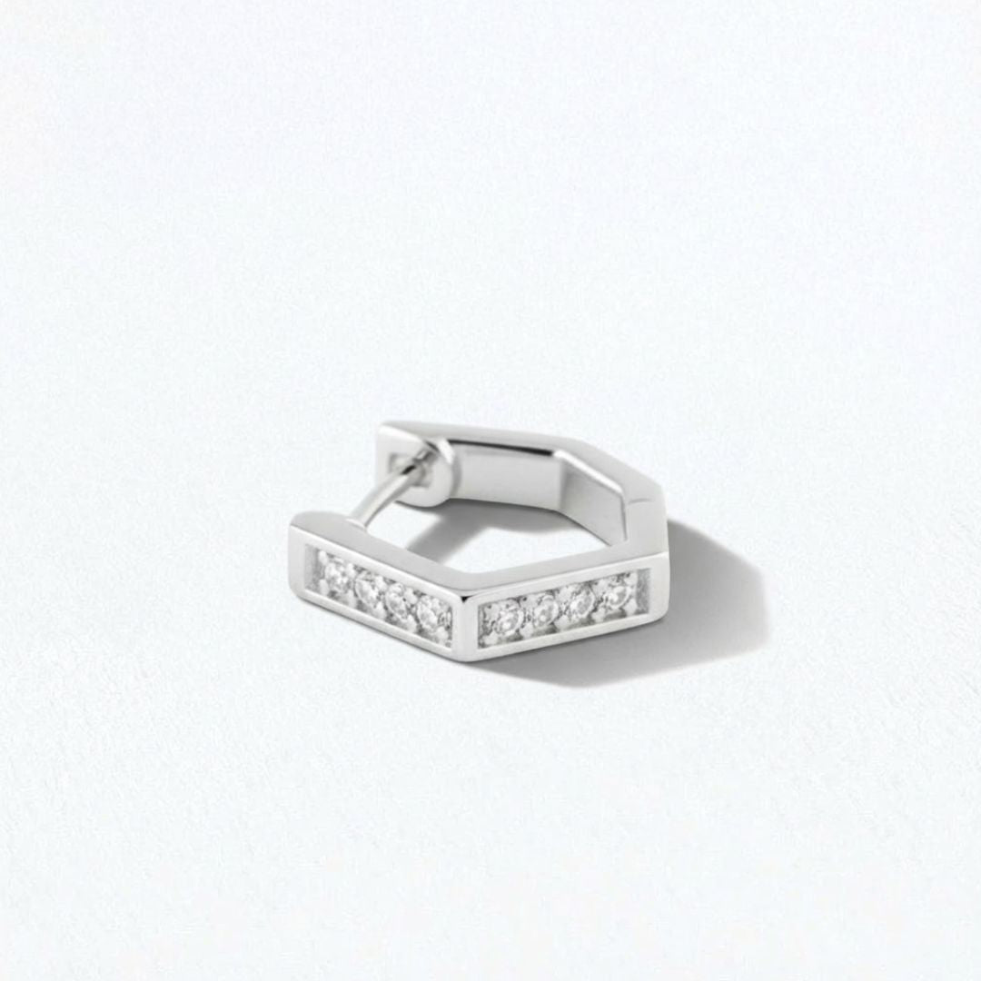 Boucle d'oreille individuelle créole argent 925 zirconium 1,5 cm Baby Geo Bellaime 4