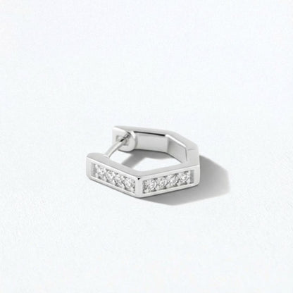 Boucle d'oreille individuelle créole argent 925 zirconium 1,5 cm Baby Geo Bellaime 4