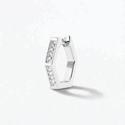 Boucle d'oreille individuelle créole argent 925 zirconium 1,5 cm Baby Geo Bellaime