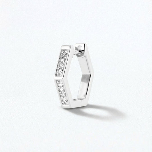 Boucle d'oreille individuelle créole argent 925 zirconium 1,5 cm Baby Geo Bellaime