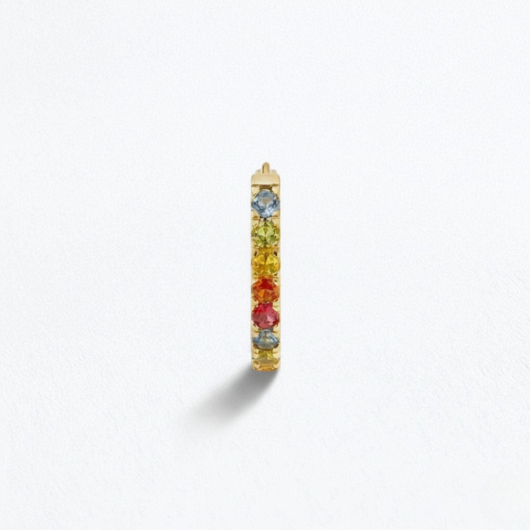 Boucles d'oreilles créoles colorées plaqué or 18K zirconium 1,5 cm Rainbow Loop Bellaime 5