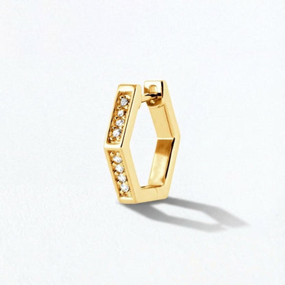 Boucle d'oreille individuelle créole plaqué or 18K zirconium 1,5 cm Baby Geo Bellaime