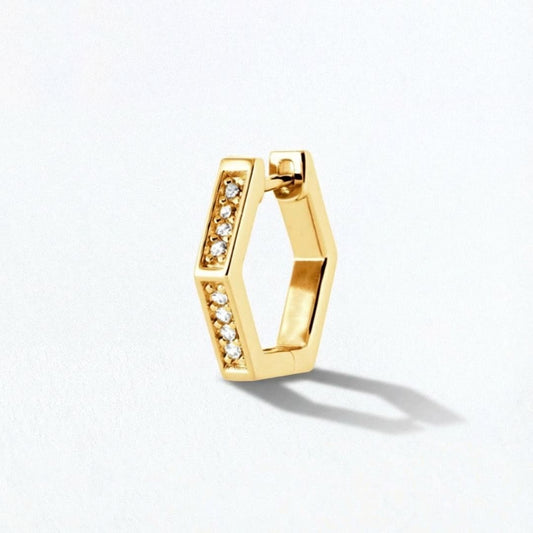 Boucle d'oreille individuelle créole plaqué or 18K zirconium 1,5 cm Baby Geo Bellaime