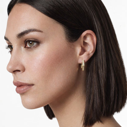 Boucle d'oreille individuelle créole plaqué or 18K zirconium 1,5 cm Baby Geo Bellaime 3