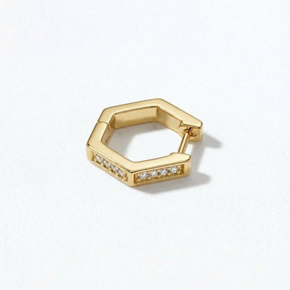 Boucle d'oreille individuelle créole plaqué or 18K zirconium 1,5 cm Baby Geo Bellaime 4