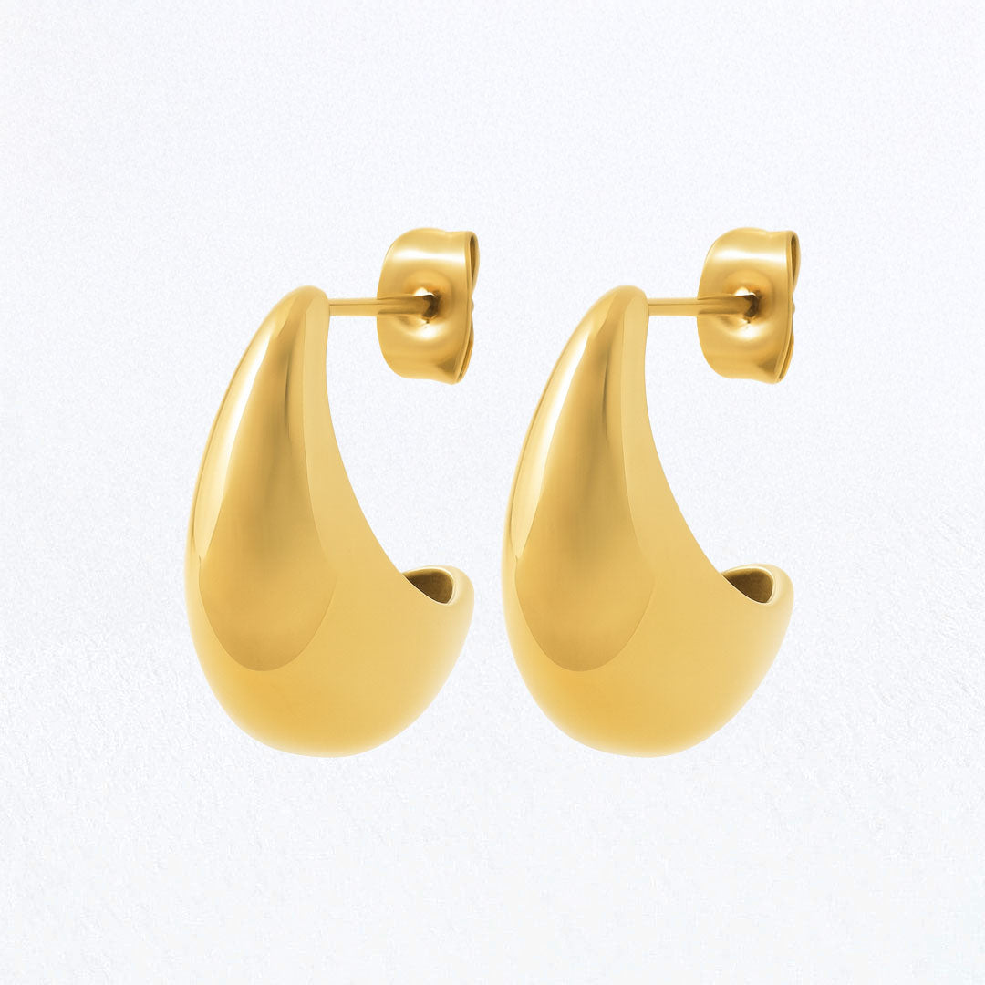 Boucles d'Oreilles Goutte - Créoles acier inoxydable - Couleur or