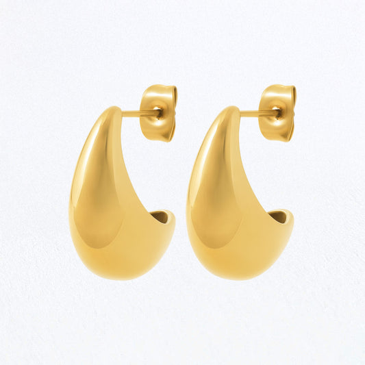 Boucles d'Oreilles Goutte - Créoles acier inoxydable - Couleur or