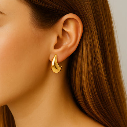 Boucles d'Oreilles Goutte - Créoles acier inoxydable - Couleur or