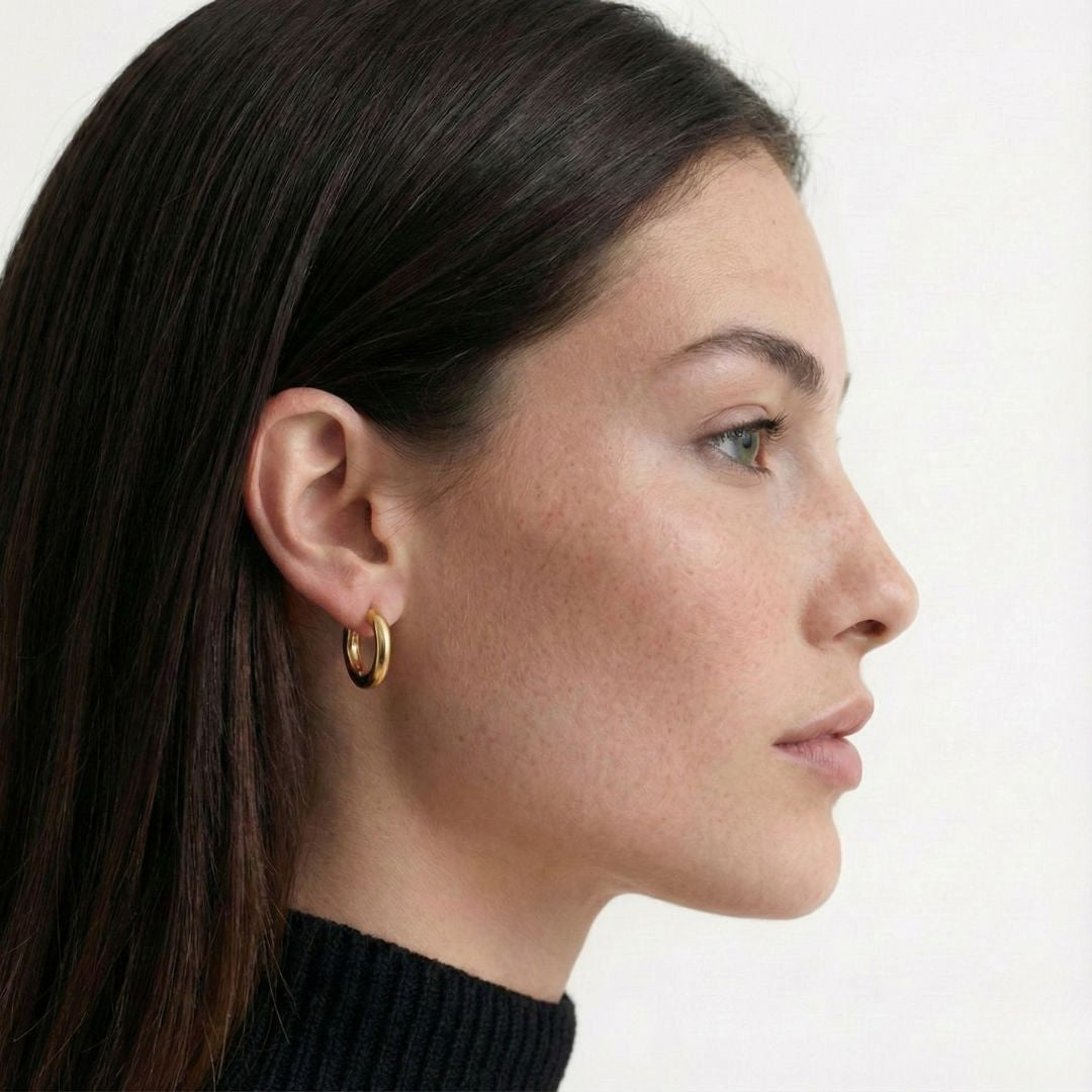 Boucle d'oreille individuelle plaqué or 18K zirconium 1 cm Laury Bellaime 3