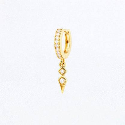 Boucle d'oreille individuelle Louna - Plaqué Or 18K et Zirconium - 1 cm