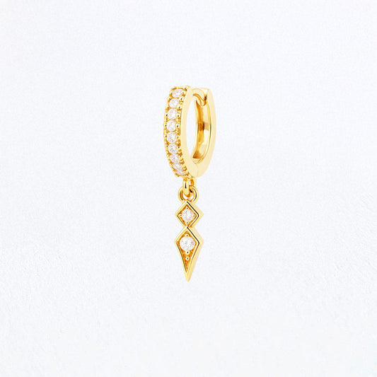 Boucle d'oreille individuelle Louna - Plaqué Or 18K et Zirconium - 1 cm