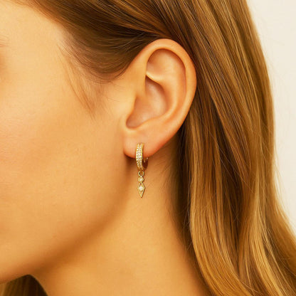 Boucle d'oreille individuelle Louna - Plaqué Or 18K et Zirconium - 1 cm