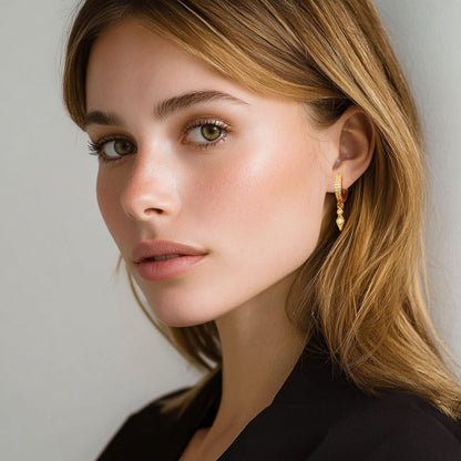 Boucle d'oreille individuelle Louna - Plaqué Or 18K et Zirconium - 1 cm