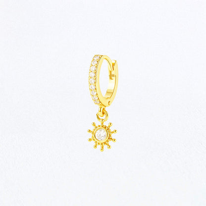 Boucle d'oreille individuelle Sun - Plaqué Or 18K et Zirconium - 1 cm