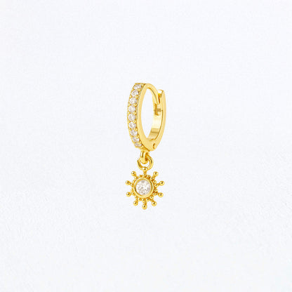 Boucle d'oreille individuelle plaqué or 18K zirconium 1 cm Sun Bellaime