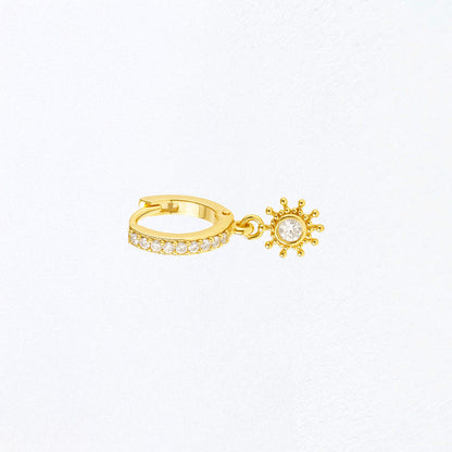 Boucle d'oreille individuelle plaqué or 18K zirconium 1 cm Sun Bellaime 3