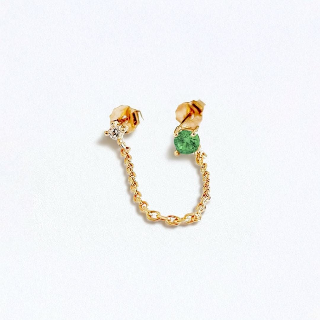 Boucle d'oreille vert plaqué or 18K zirconium Analisa Bellaime