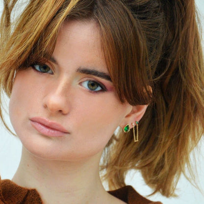 Boucle d'oreille vert plaqué or 18K zirconium Analisa Bellaime 3