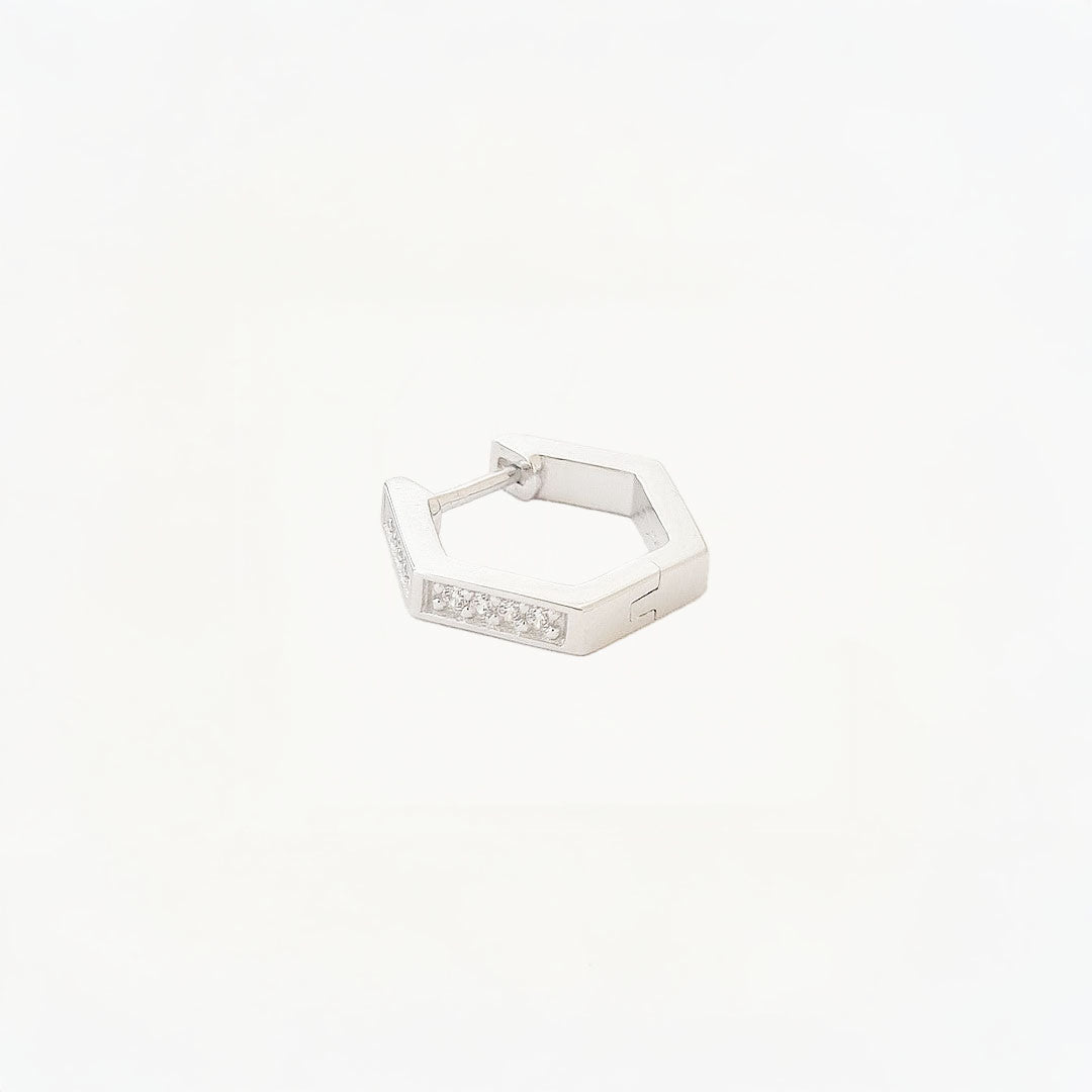 Boucle d'oreille individuelle créole argent 925 zirconium 1,5 cm Baby Geo Bellaime 4