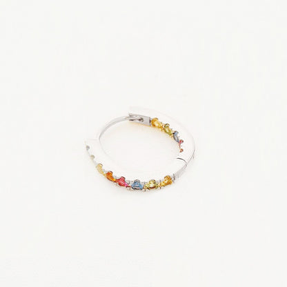Boucle d'oreille individuelle créole colorée argent 925 zirconium 1,5 cm Rainbow Loop Bellaime 3